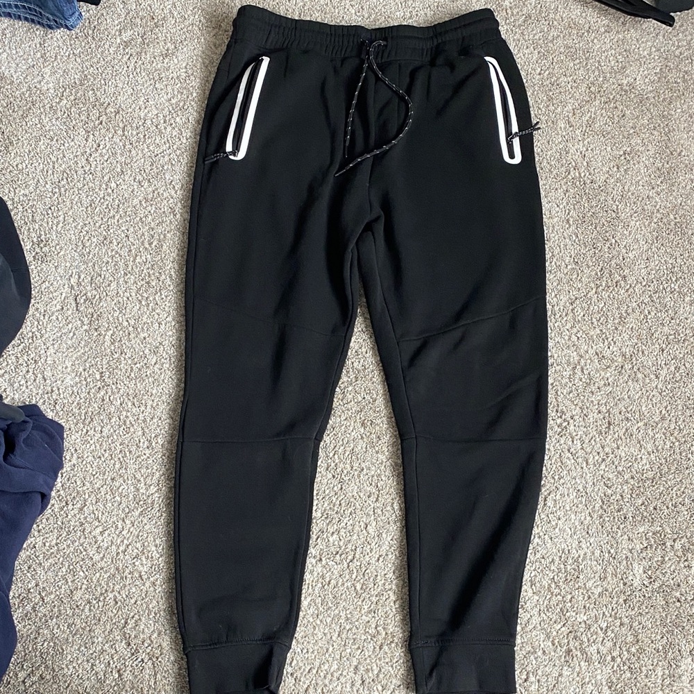 Men's Black Joggers with White Detailing